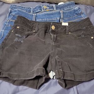 Time and Tru Black and Blue Jean Shorts